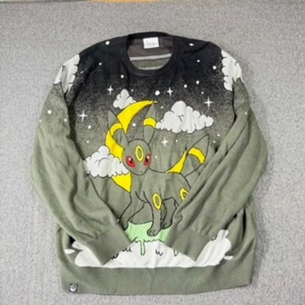 Pokemon Center Umbreon Moonlit Night Knit Sweater Mens 2XL Green Black Starry